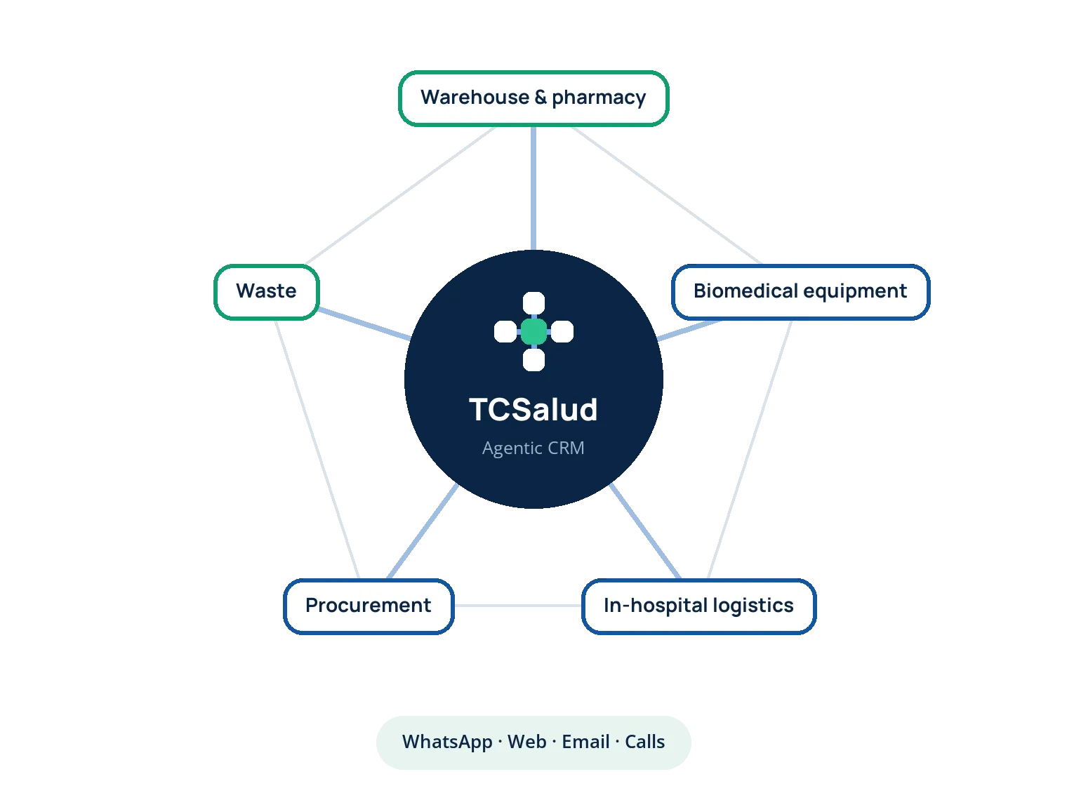 The five processes connected on the TCSalud platform
